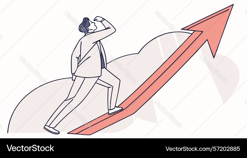 Steady progress figure on an upward path vector image