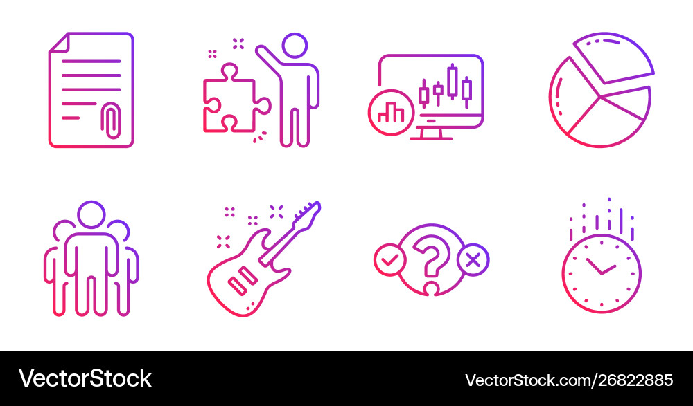 Strategy attachment and quiz test icons set Strategy attachment and quiz test icons set Vector Image