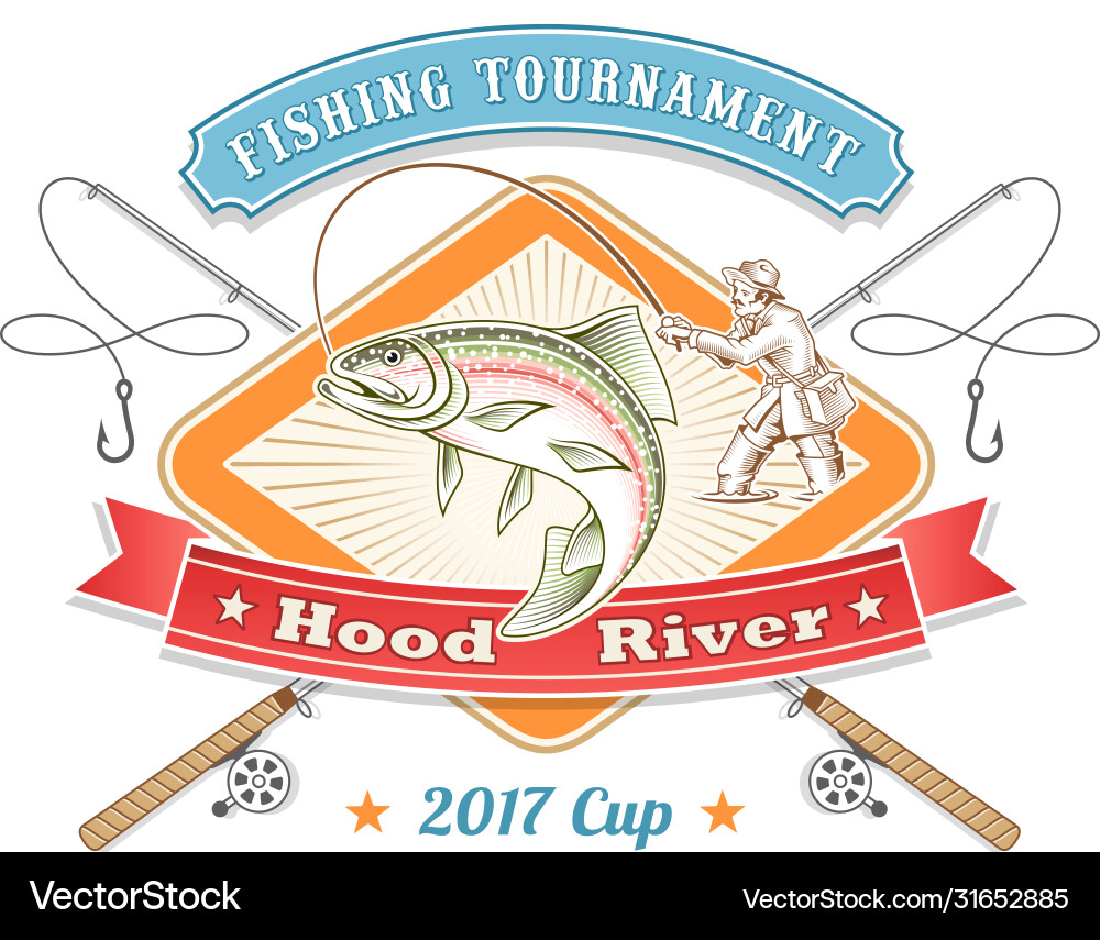 Vintage Fishing Tournament Label Vector Image
