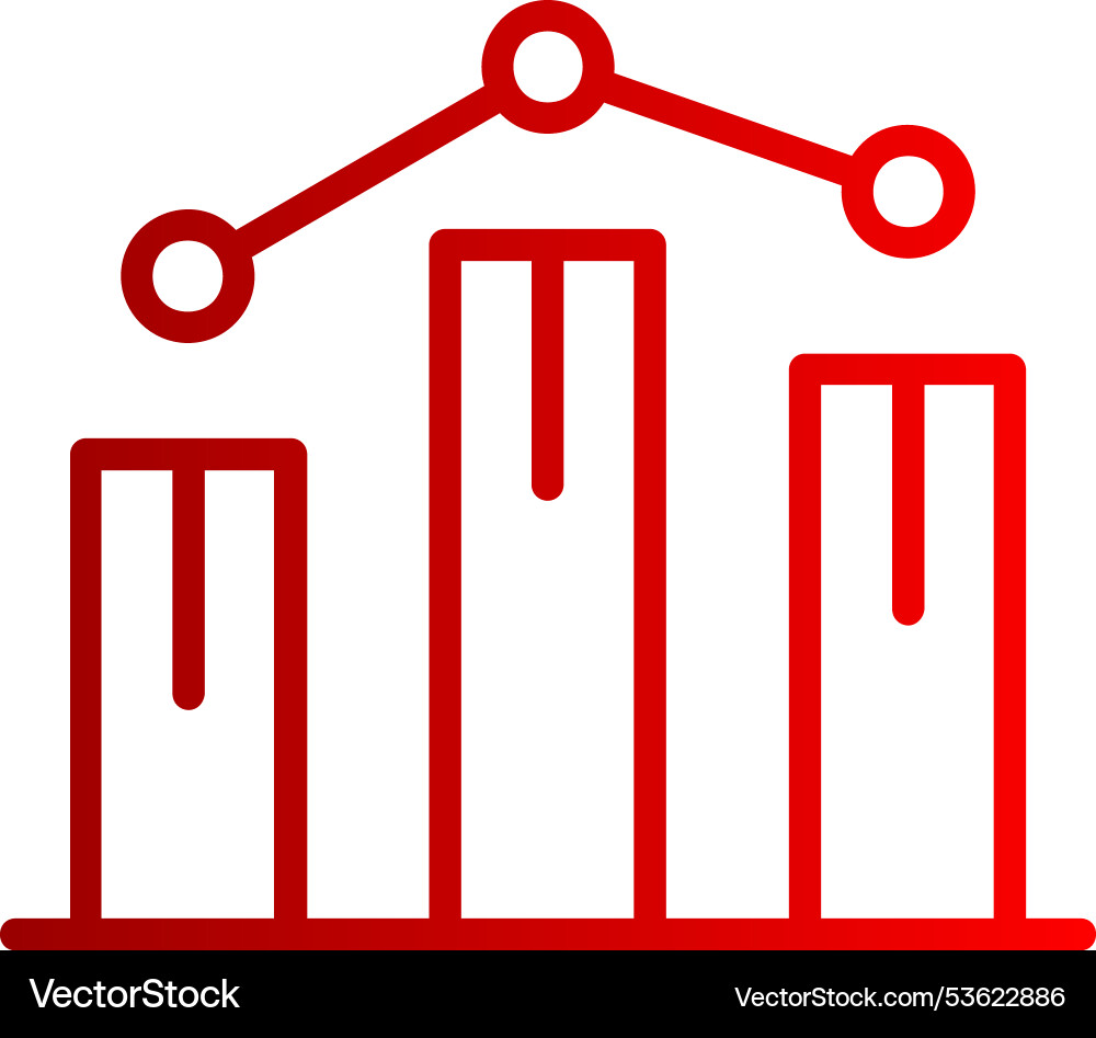 Bar chart line gradient icon vector image