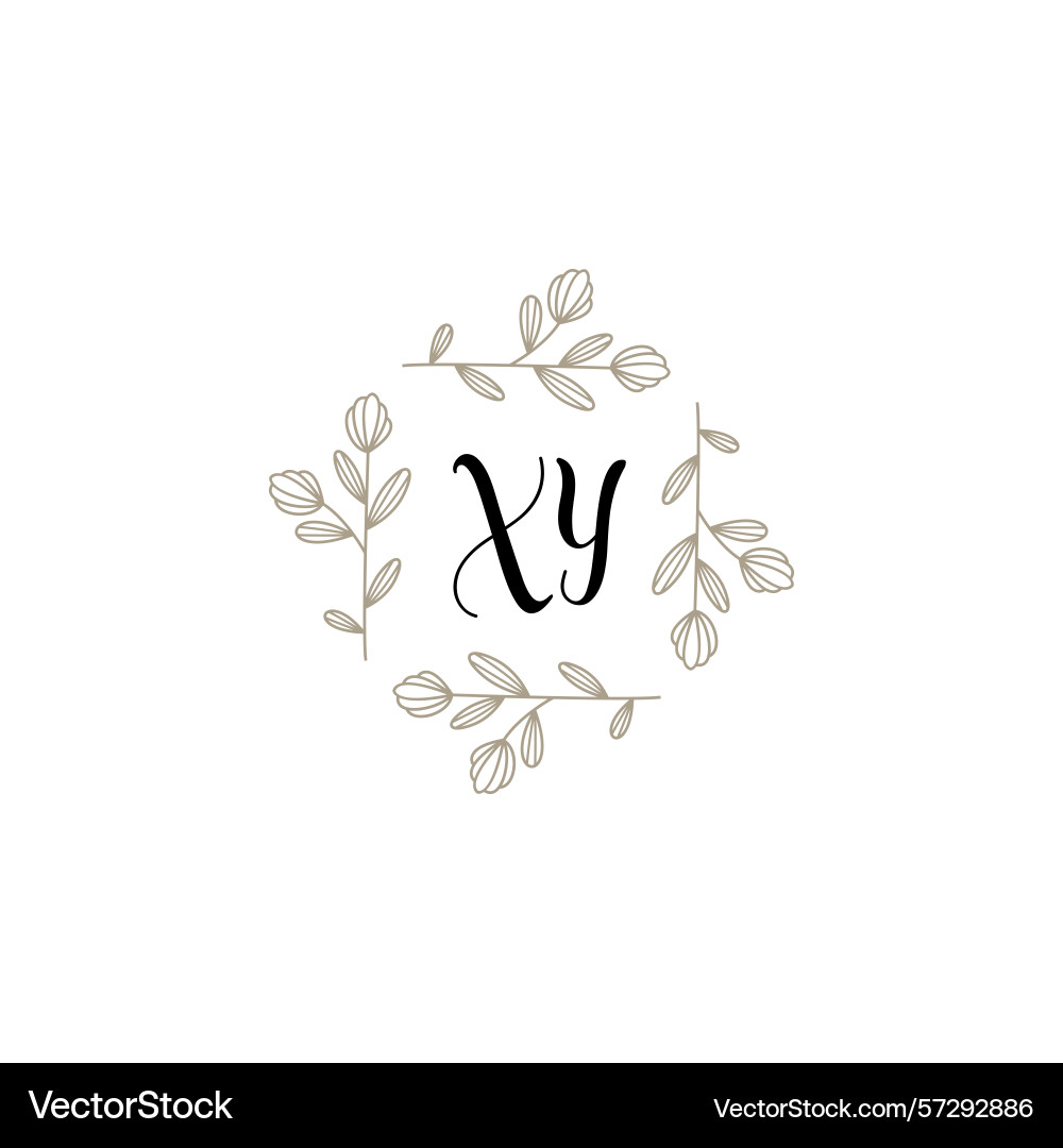 Botanical monogram logos with initial xy Vector Image