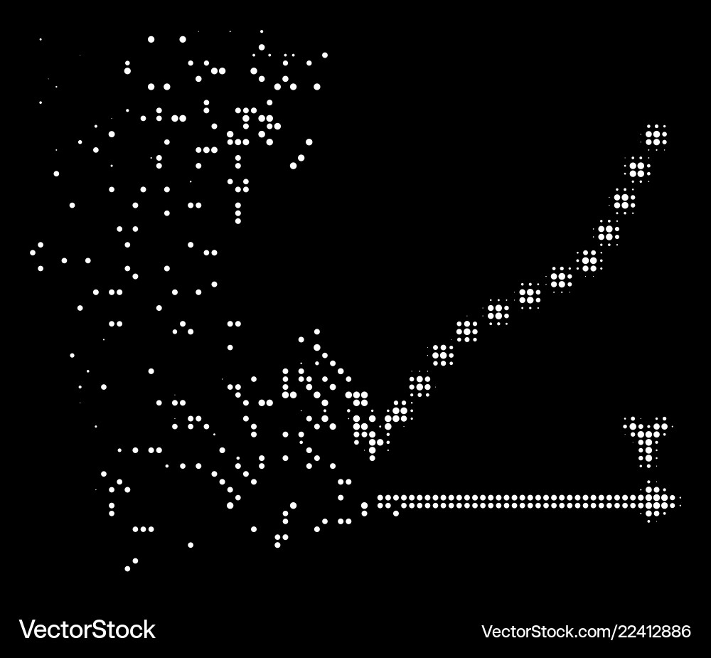 Bright broken pixel halftone function plot icon Bright broken pixel halftone function plot icon vector image