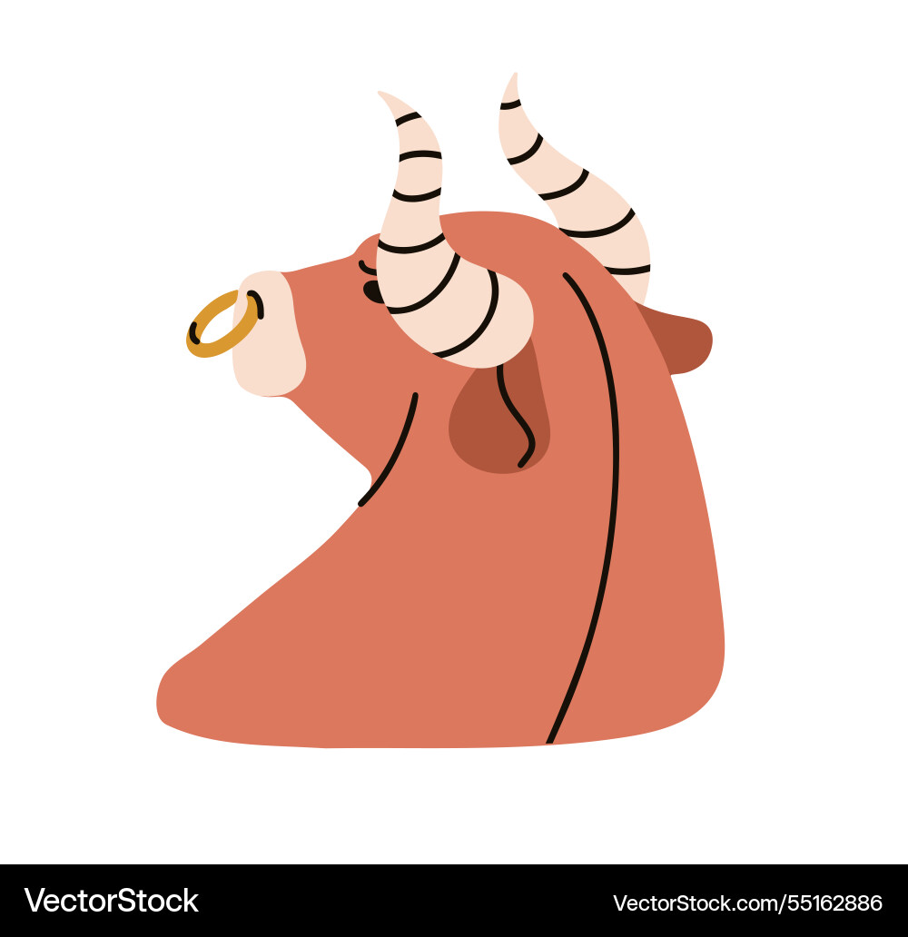Bull horned animal with nose ring taurus zodiac Bull horned animal with nose ring taurus zodiac vector image