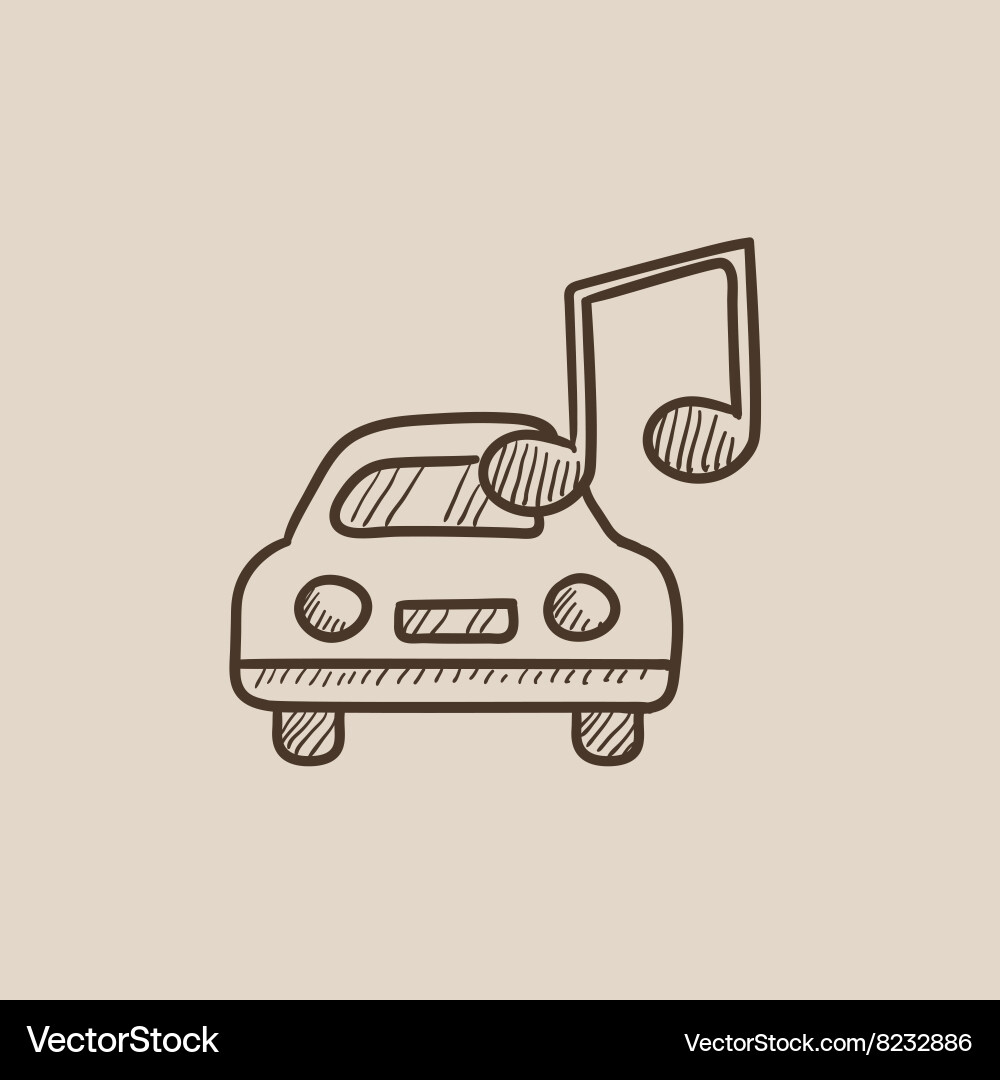 Car with music note sketch icon Royalty Free Vector Image