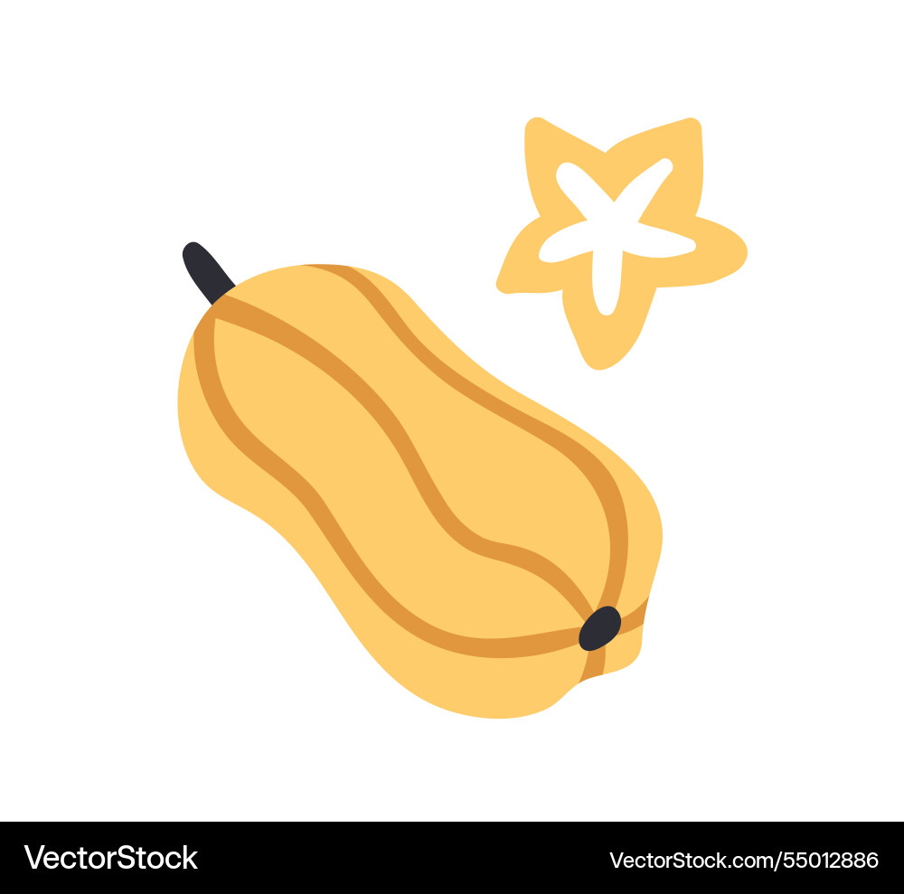 Carambola averrhoa whole star fruit and cut piece Carambola averrhoa whole star fruit and cut piece vector image