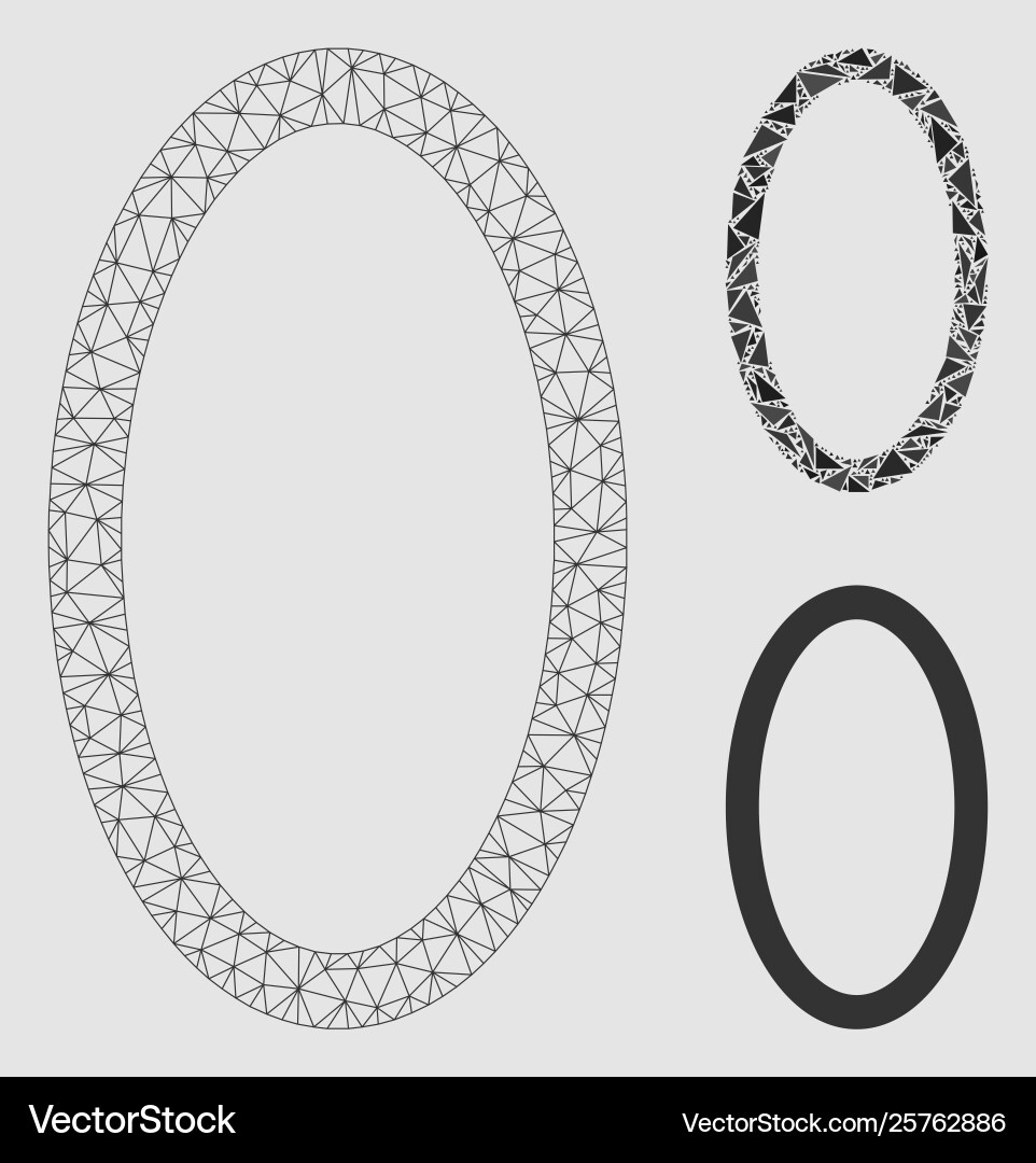 Contour ellipse mesh 2d model and triangle Contour ellipse mesh 2d model and triangle vector image