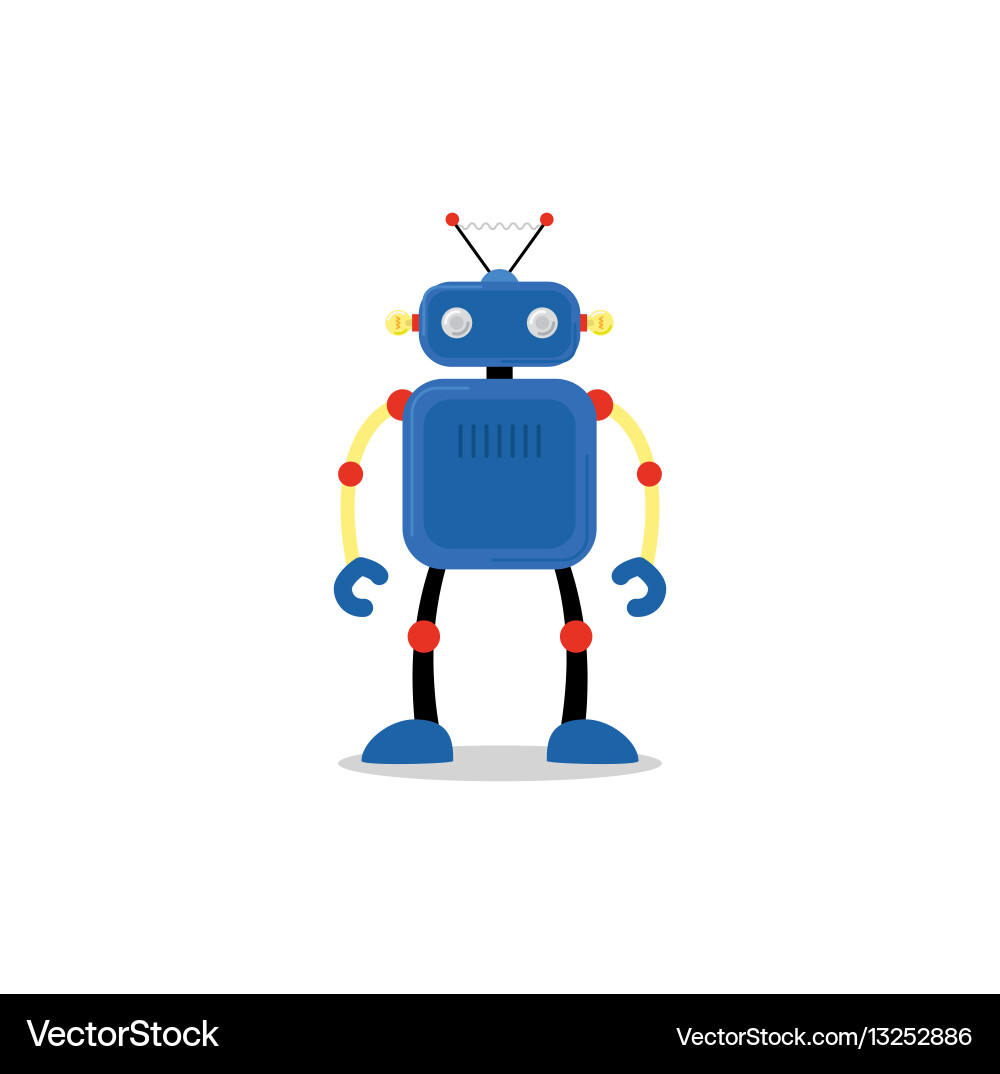 Cute Blue Robot Icon Royalty Free Vector Image