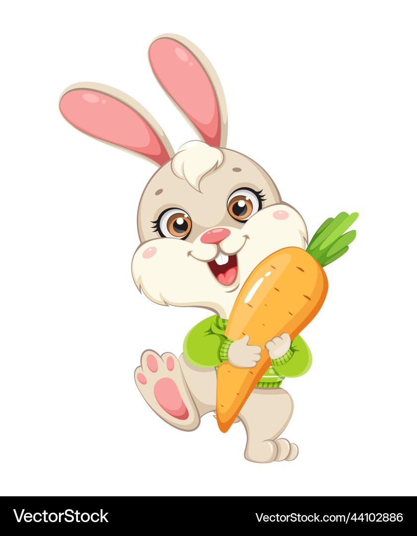 Cute rabbit cartoon character funny bunny Cute rabbit cartoon character funny bunny vector image