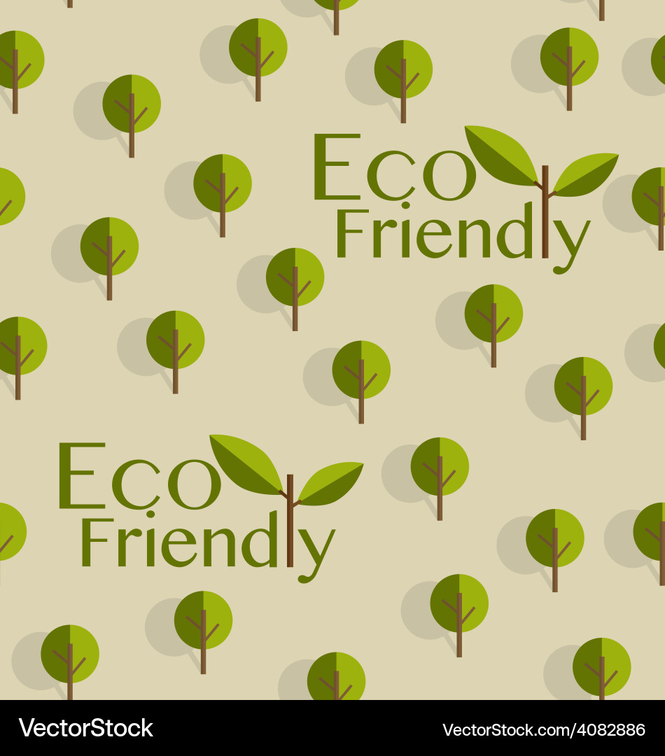 Cute seamless pattern with abstract trees and word Vector Image