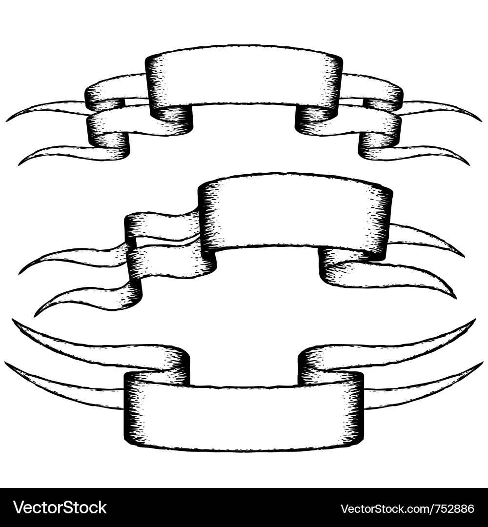Drawing ribbon in retro style set Vector Image