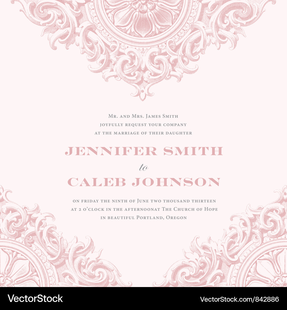 Elegant Floral Wedding Invitation vector image