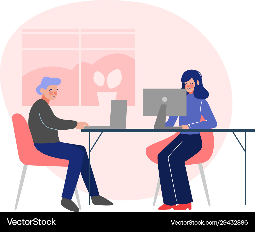 Emloyees working with computers business Emloyees working with computers business Vector Image