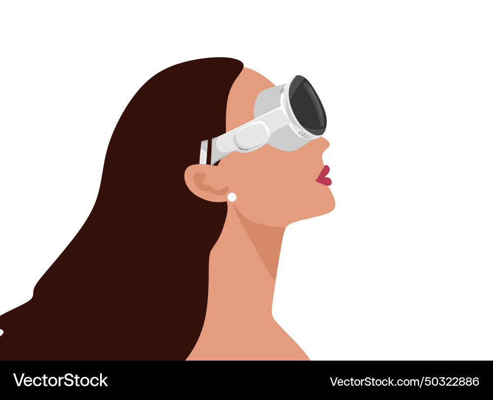 Girl using spatial computing device Girl using spatial computing device Vector Image