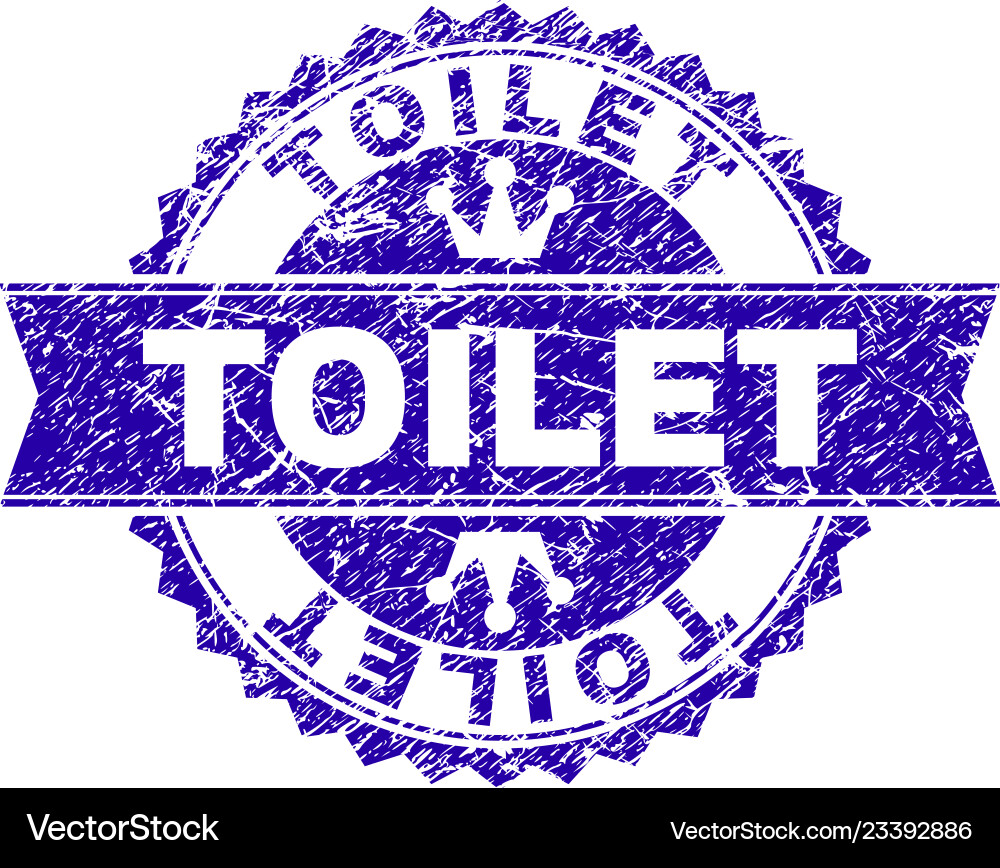 Grunge textured toilet stamp seal with ribbon Vector Image