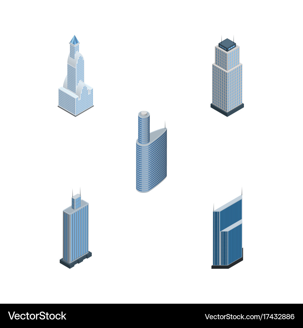 Isometric skyscraper set of building tower vector image