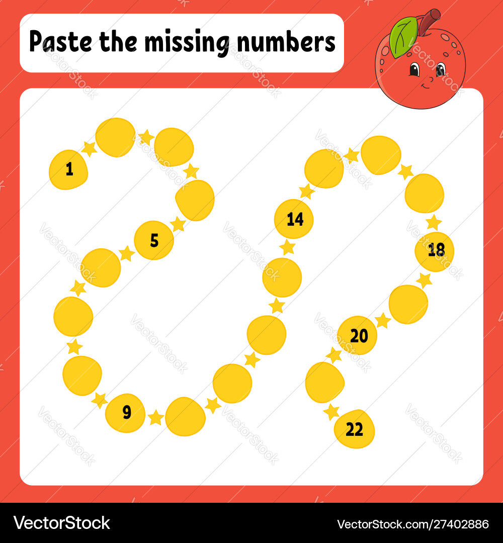 Paste missing numbers handwriting practice Paste missing numbers handwriting practice Vector Image