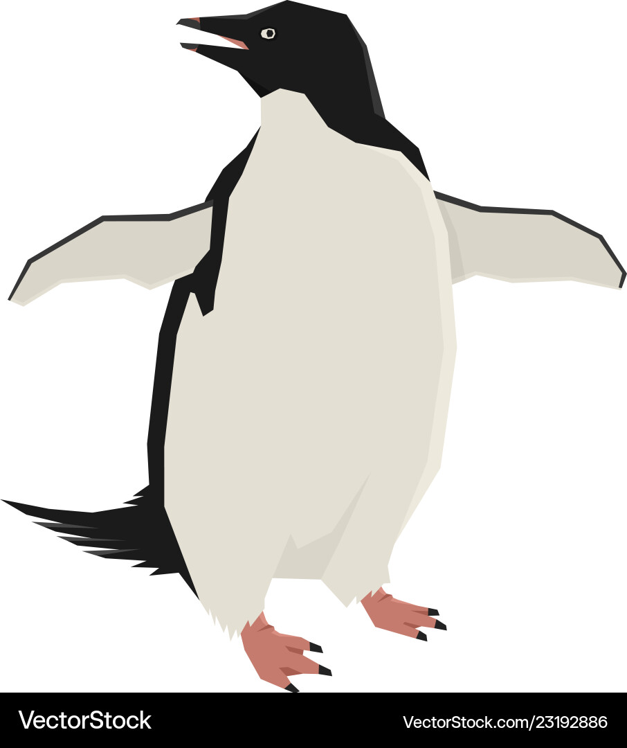 Penguin with an open beak isolated object Vector Image