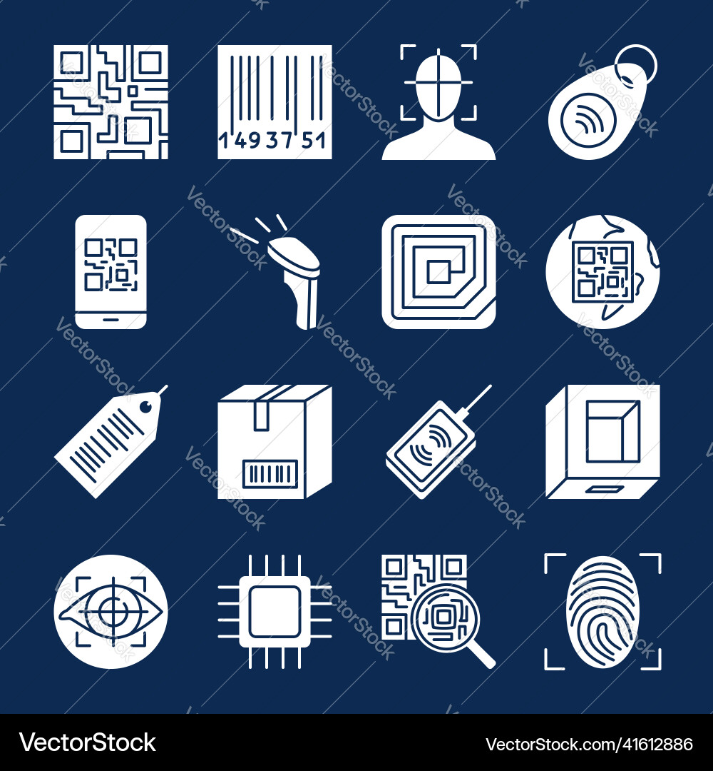 Qr code and barcode icon set Qr code and barcode icon set vector image