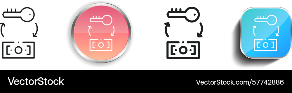 Rent icon thin linear regular and button style Rent icon thin linear regular and button style vector image