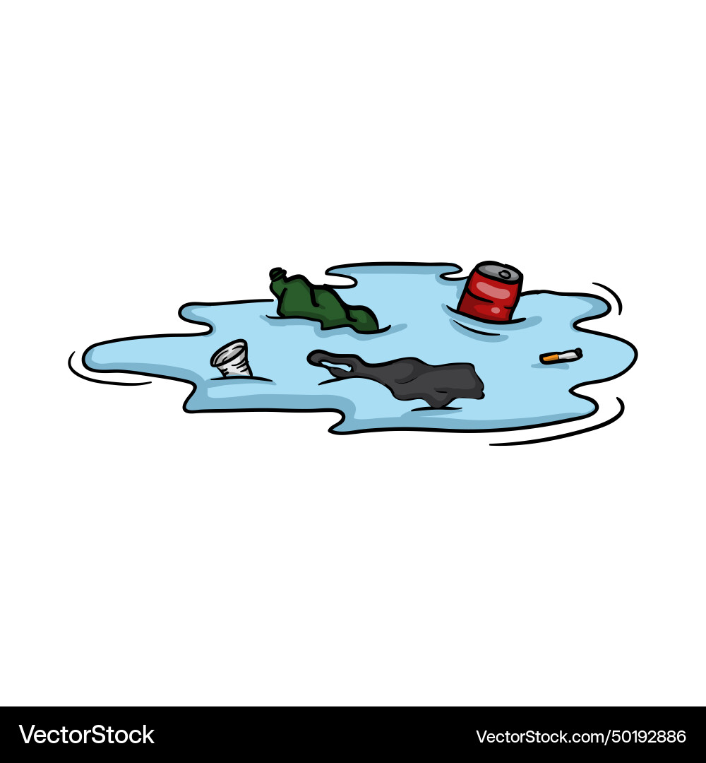River with garbage environmental pollution problem Vector Image
