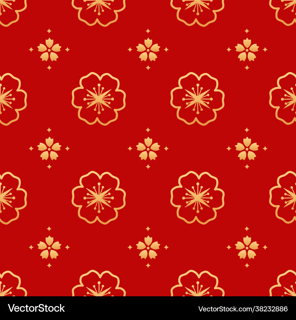 Sakura chinese floral seamless pattern flowers Sakura chinese floral seamless pattern flowers vector image
