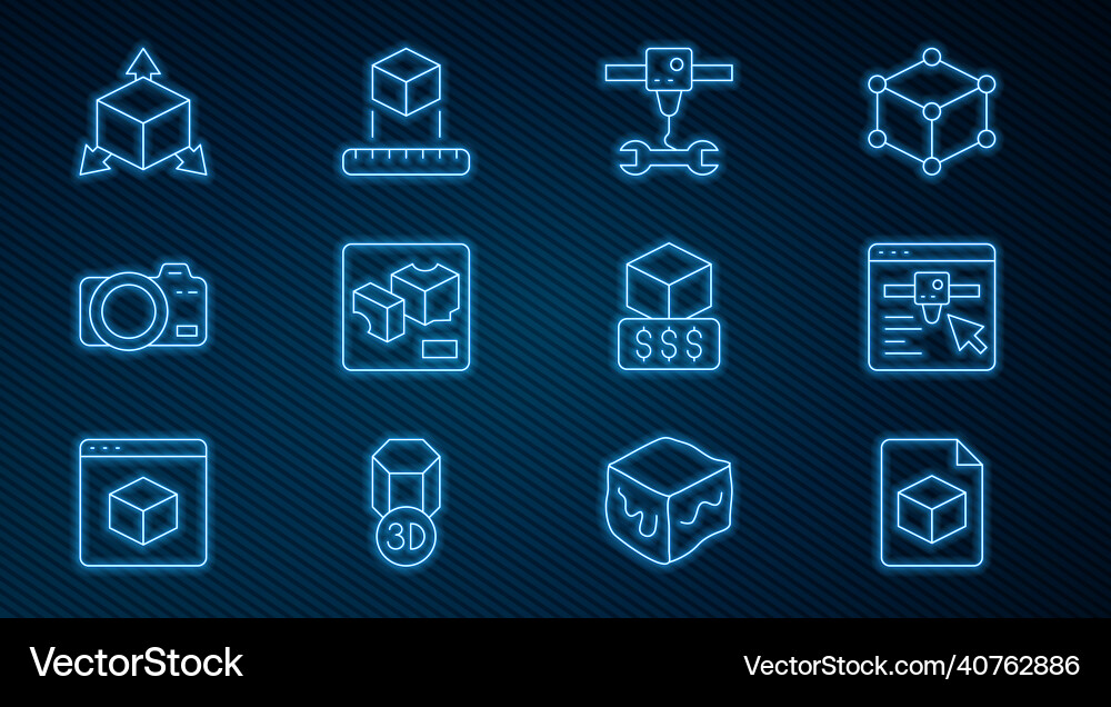 Set line isometric cube file 3d printer setting Set line isometric cube file 3d printer setting vector image