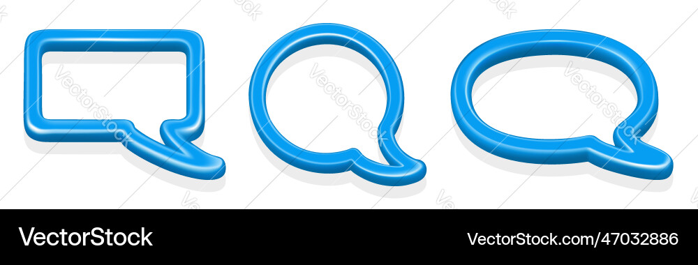 Set of 3d speech bubble different shapes Vector Image