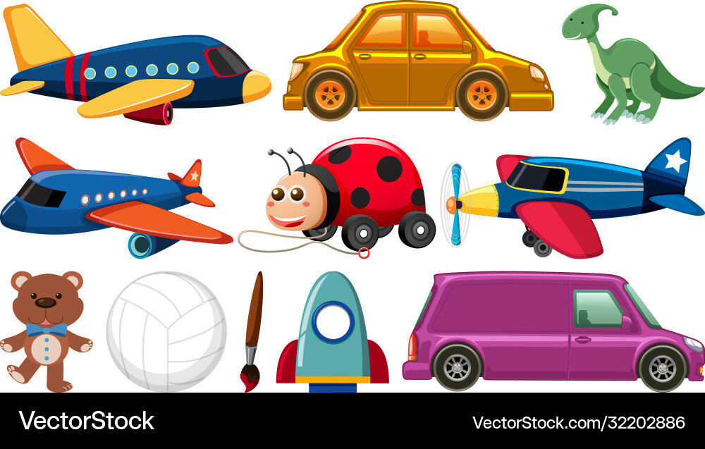 Set various objects cartoon vector image