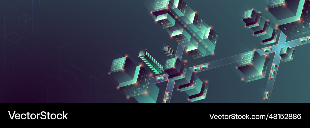 Smart city isometric big data concept database Vector Image