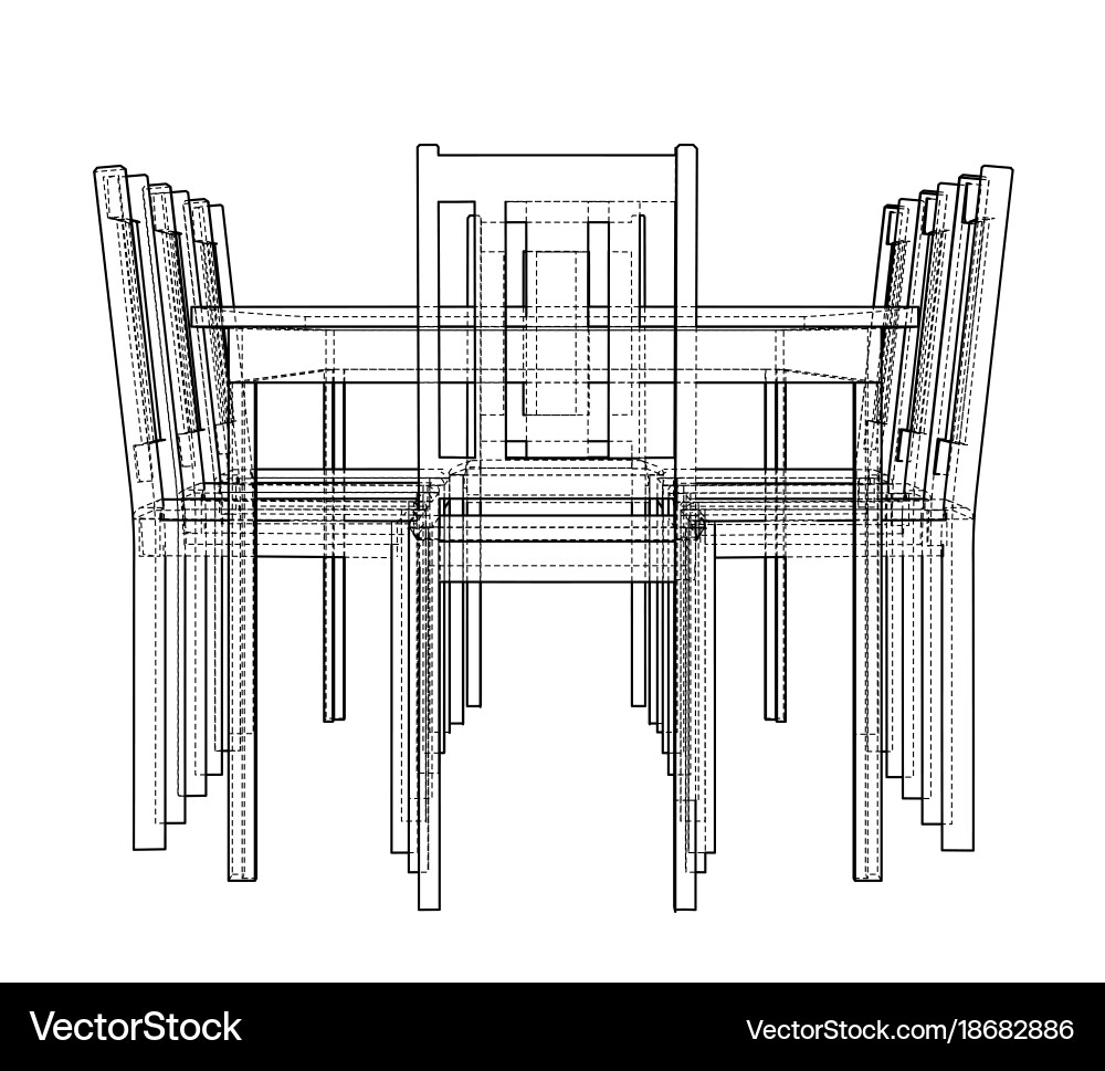 Table with chairs rendering of 3d Vector Image