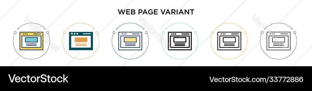 Web page variant icon in filled thin line outline vector image