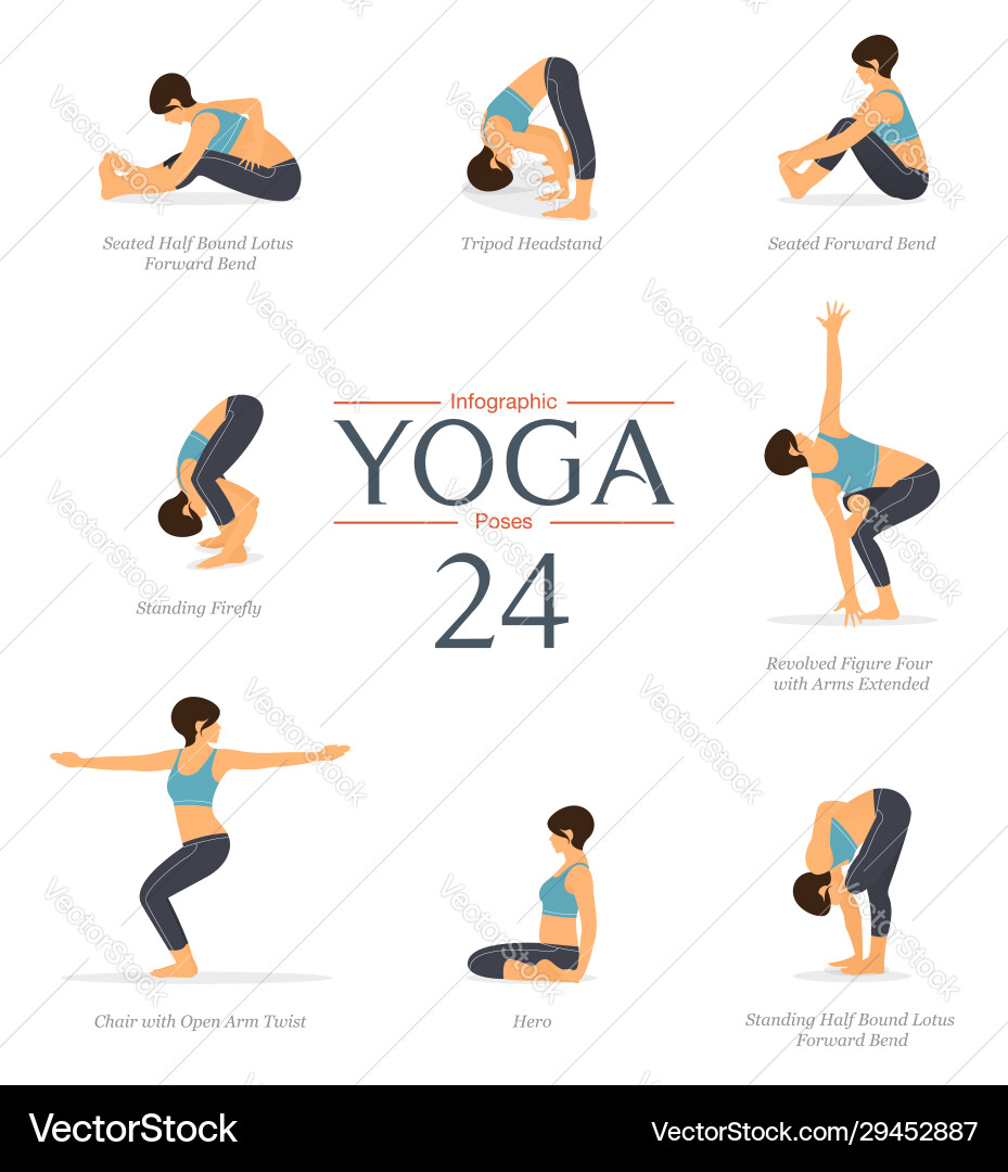 8 Yoga Poses for Fitness Vector Image