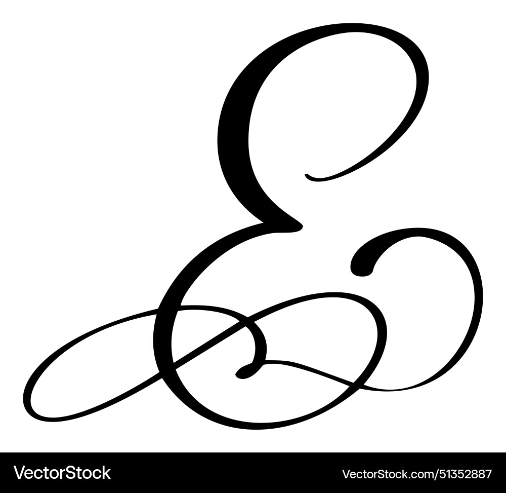 Calligraphy hand drawn letter e script Royalty Free Vector
