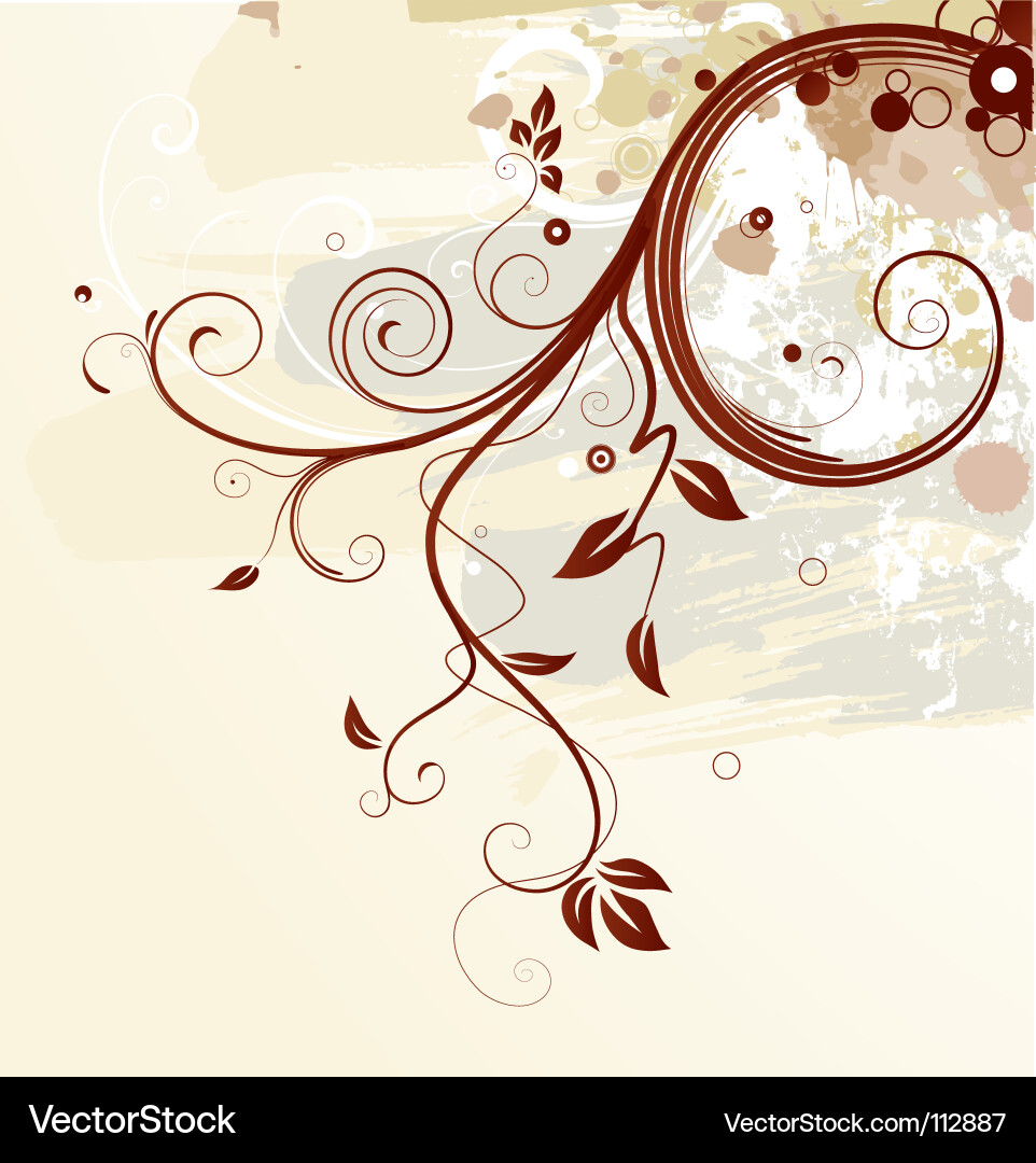 Grunge Floral Scroll Background Vector Image