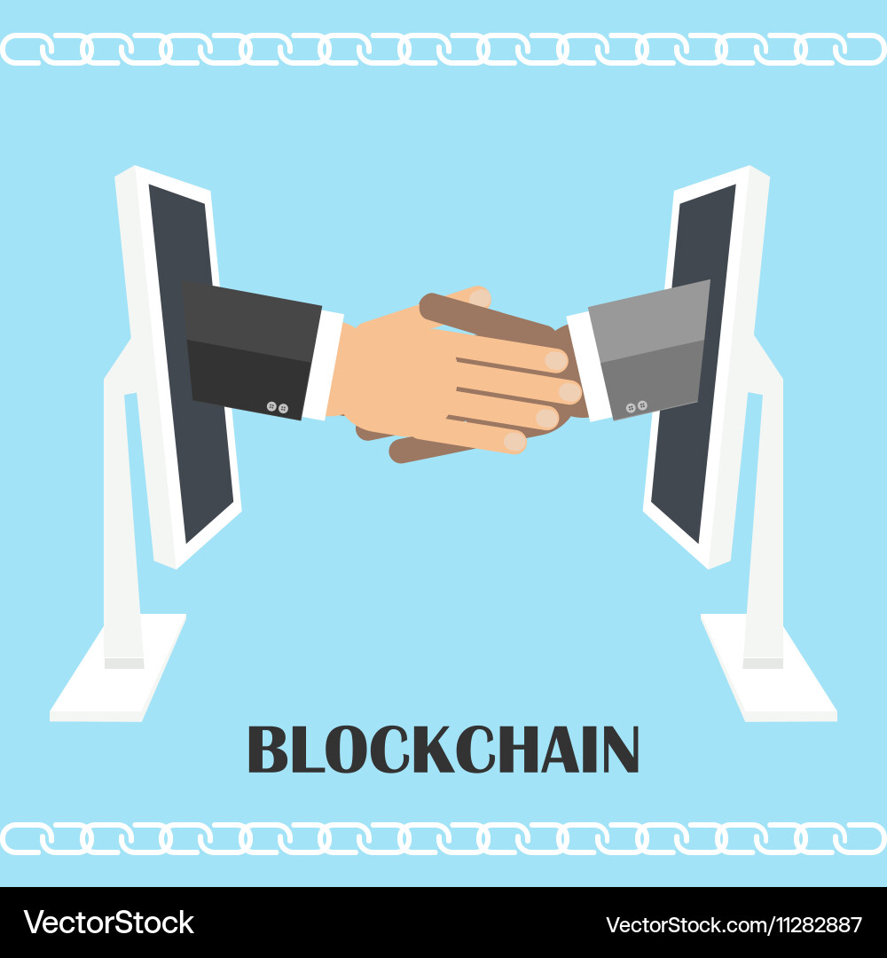 Handshake from computer screen vector image