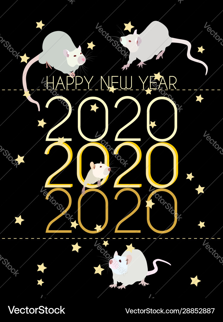 Happy new year white rats and mice - a symbol Happy new year white rats and mice - a symbol vector image