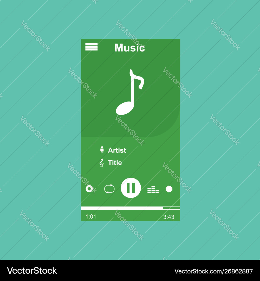Media player application app template with flat Media player application app template with flat vector image