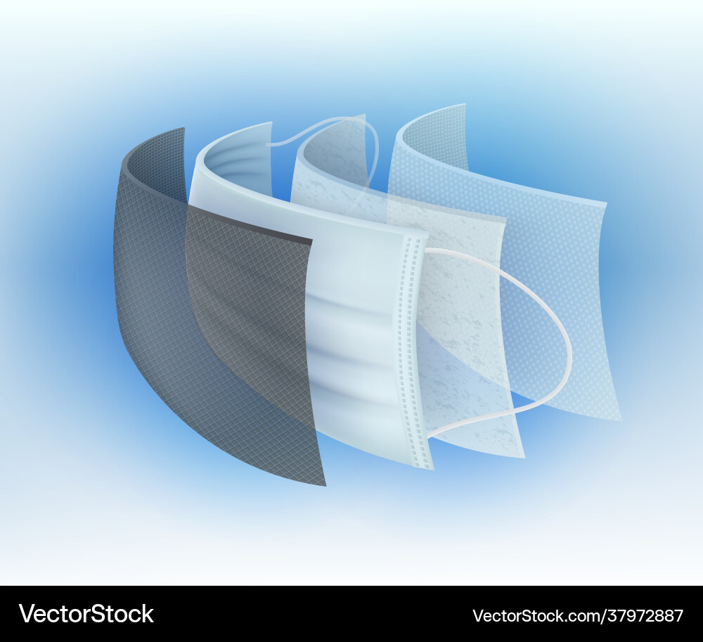 Mehrschichtige chirurgische Schutzmaske Filter Mehrschichtige chirurgische Schutzmaske Filter vektorbild