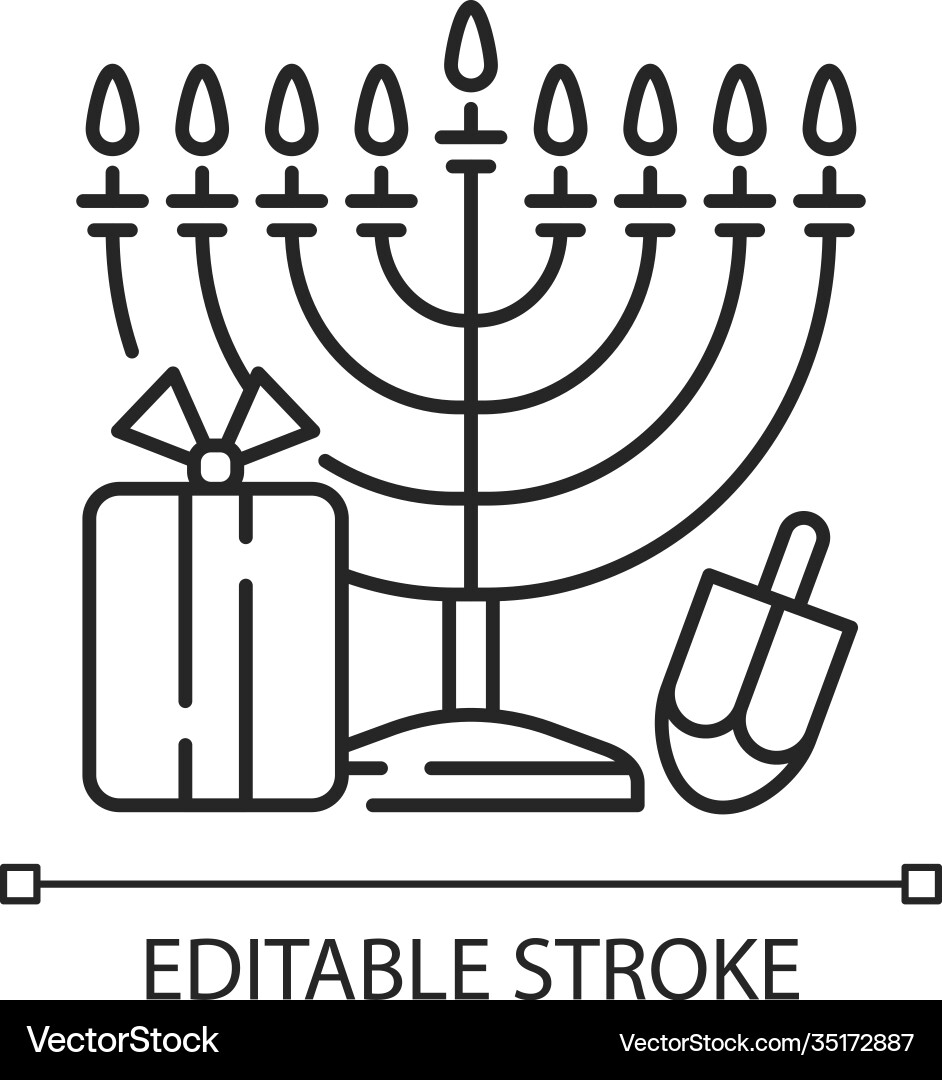 Nine branch menorah linear icon Nine branch menorah linear icon vector image