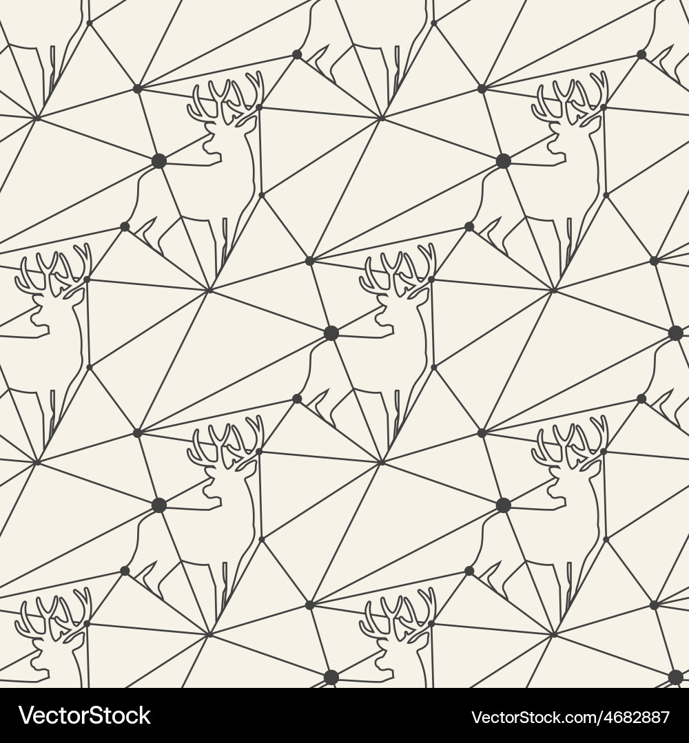 Seamless deer line pattern tile background vector image