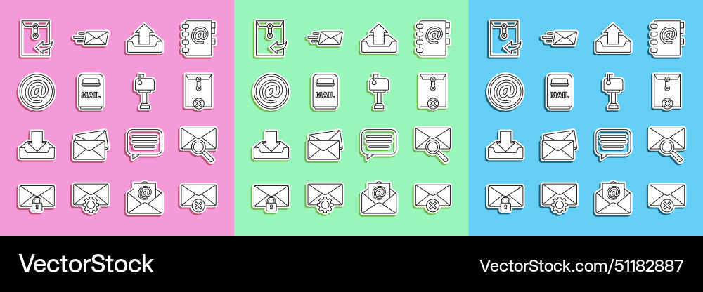 Set line delete envelope with magnifying Set line delete envelope with magnifying vector image