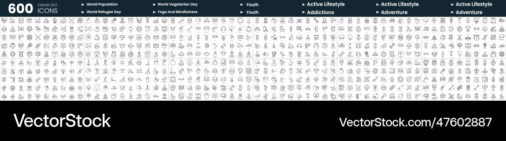 Set of 600 thin line icons in this bundle include Set of 600 thin line icons in this bundle include Vector Image