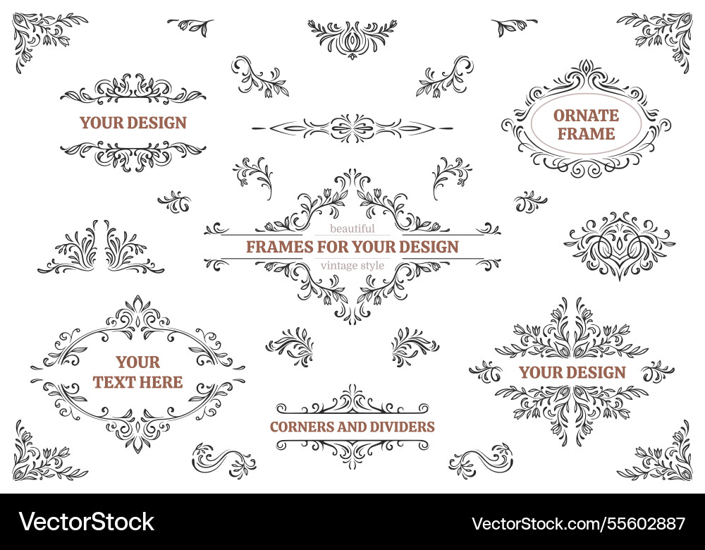 Set of decorative elements for design hand drawn Vector Image