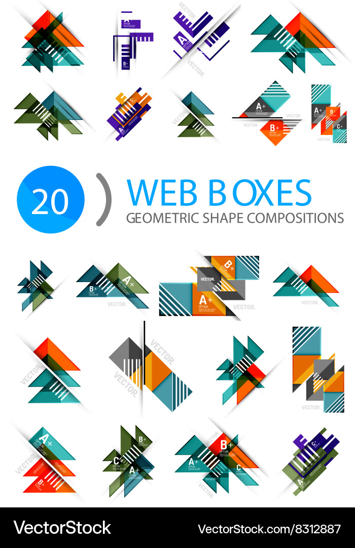 Set of web internet boxes with buttons and sample Vector Image