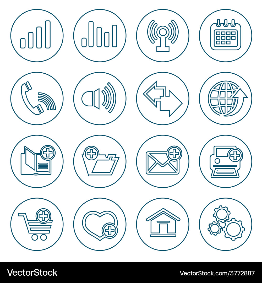Thin line web icons set vector image