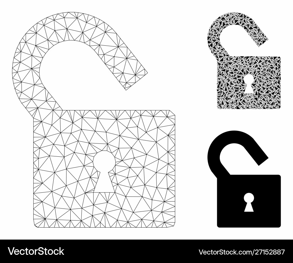 Unlock mesh wire frame model and triangle Unlock mesh wire frame model and triangle vector image
