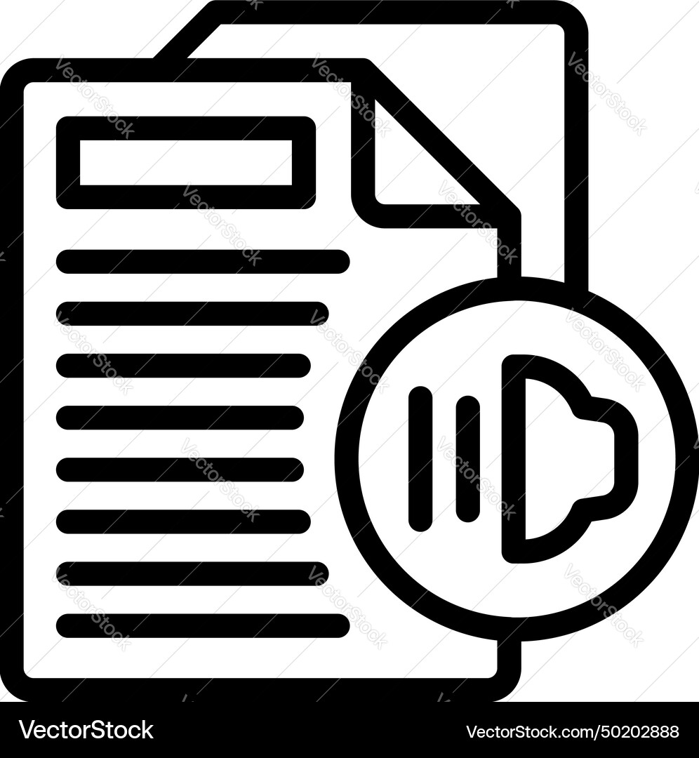 Audio text icon outline ai document Vector Image