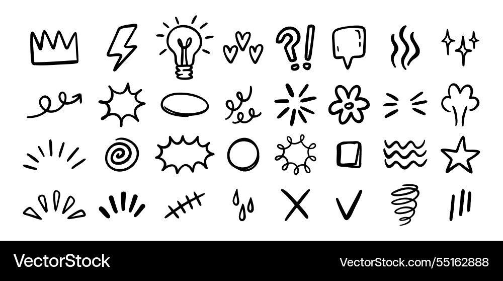 Ausdruckszeichen Hand gezogen Doodle-Set für Konzept Ausdruckszeichen Hand gezogen Doodle-Set für Konzept vektorbild