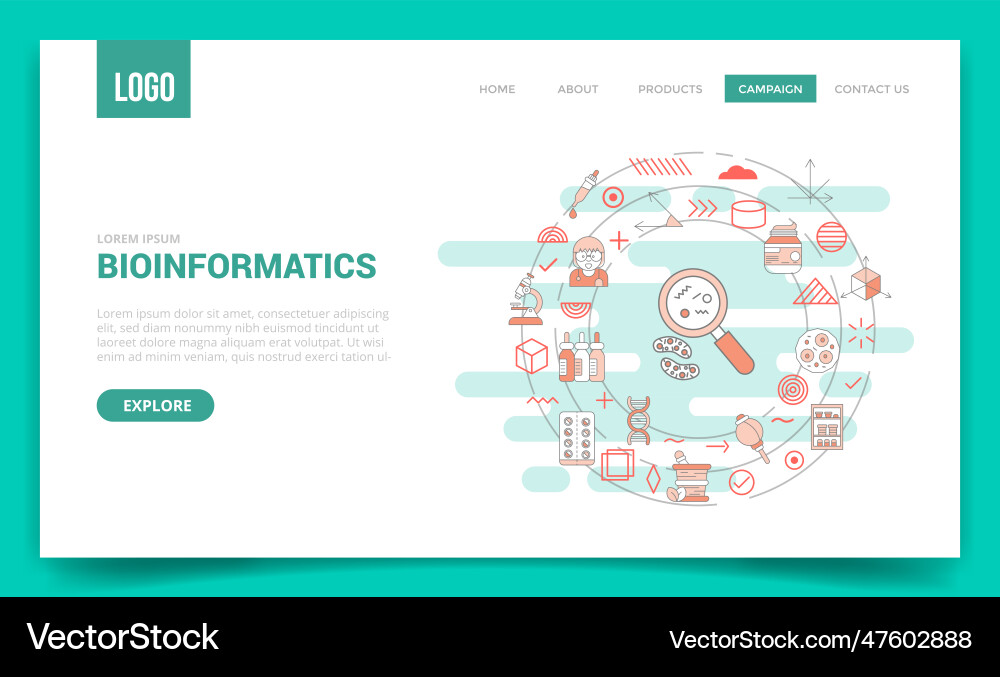 Bioinformatics concept with circle icon Bioinformatics concept with circle icon vector image