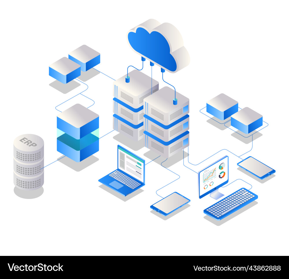 Cloud Server Data Analytics Vector Image